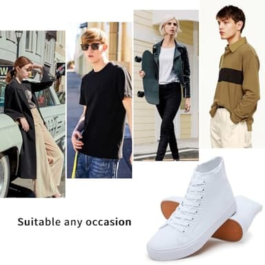 hash bubbie Unisex Canvas High top Sneakers Women's Classic Fashion High Tops Canvas Shoes Casual Tennis Shoes for Men（White.US9.5W/7.5M） - Image 5