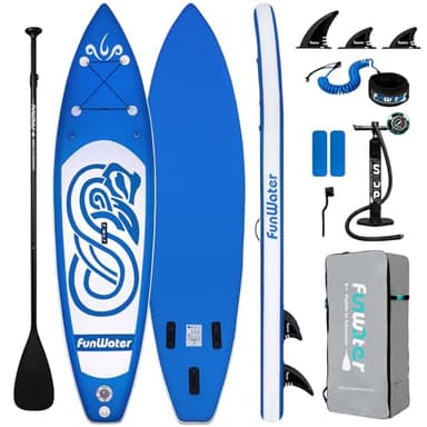 FunWater SUP Inflatable Stand Up Paddle Board 10'x31''x6'' Ultra-Light Inflatable Paddleboard with ISUP Accessories,Fins,Adjustable Paddle, Pump,Backpack, Leash - Image 1