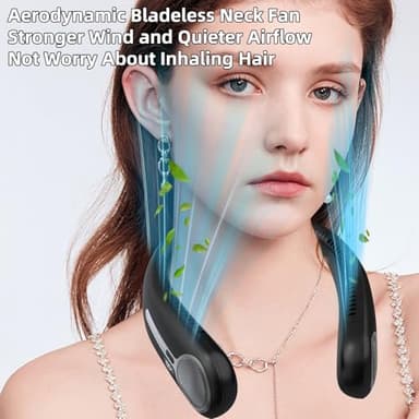 Portable Neck Fan,Hands Free Personal Wearable Bladeless Fan,6000mAh USB Rechargeable,360° Cooling,LED Display,4-Speeds,Birthday Gifts for Men Women Dad Mom,Outdoor Indoor Travel Camping (Black) - Image 7