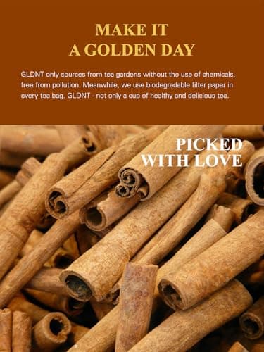 GLDNT Organic Cinnamon Tea Bags, Cinnamon Herbal Tea, Sweet & Slightly Spicy Flavor, Caffeine Free, 100 Count - Image 3