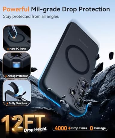 CANSHN Designed for Samsung Galaxy S25 Plus Case (2025) [Full Camera Protection] [Compatible with Magsafe] Translucent Matte Back Protective Phone Cover, Black - Image 6