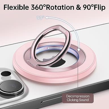 SYNCWIRE Magnetic Phone Ring Holder for MagSafe, 360° Rotation Cell Phone Grip Stand Finger Ring Kickstand Two-Sided Magnet Compatible with iPhone 17 Pro Max 16 15 14 13 12 MagSafe Accessories - Image 3