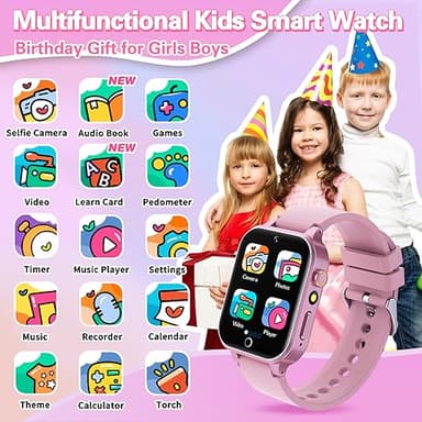 Kids Smart Watch Girls Gift for Girl Aged 6-12, HD TouchScreen Kids Watch with 26 Games Video Camera Music Pedometer Audiostory Learn Card Educational Toys Birthday Gifts for Girls Ages 5 6 7 8 9 - Image 2