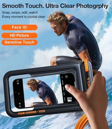 TORRAS IP68 Waterproof Phone Pouch Double Space, Floating Waterproof Phone Case with Lanyard for iPhone 17 Pro Max 16 15 14 S25 S24, Phone Dry Bag Vacation Cruise Ship Travel Essentials 7.0'', Black - Image 6