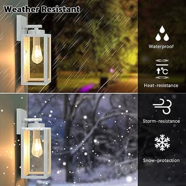 BesLowe 2-Pack Outdoor Wall Light Fixtures, Exterior Waterproof Wall Lanterns, Porch Sconces Wall Mounted Lighting with E26 Sockets & Glass Shades, Modern Wall Lamps for Front Door, Grey - Image 2
