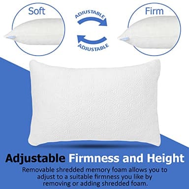 2 Pack King Size Rayon Derived from Bamboo Pillows for Sleeping, Cooling Shredded Memory Foam Pillow Sets for Back, Side, Stomach Sleepers, Adjustable, Removable Cover, King (Pack of 2) - Image 3