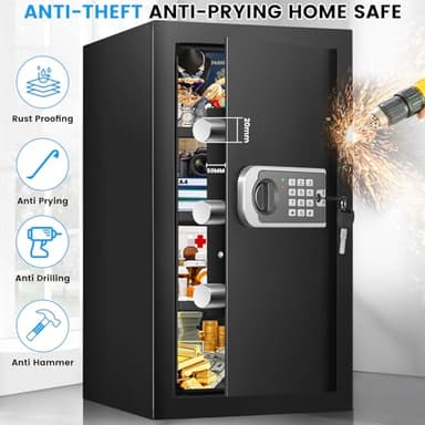 4.3 Cuft Large Home Safe, Safe Box with Fireproof Waterproof Bag, Anti-theft Digital safety Box with Programmable Keypad Keys, Smart Alert, Mute Mode, Security Safes for Documents Valuables - Image 8