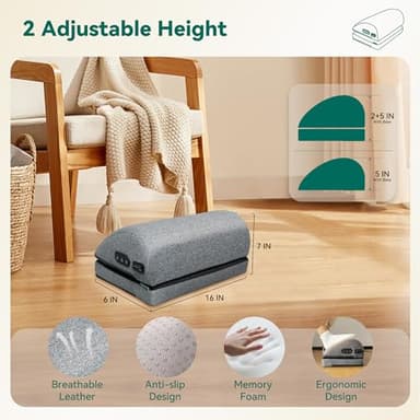 Snailax Heated Foot Rest Under Desk at Work, Desk Foot Stool with Heat & Vibration Massage, Adjustable Height, 2 Heat Levels Foot Warmer Feet Heater for Office Chair, Gaming Home Use - Image 6