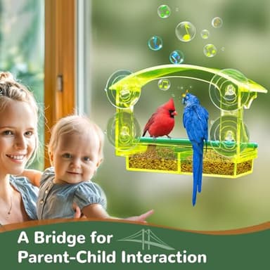 Window Bird Feeder with Strong Suction Cups, Durable Unique Transparent Yellow Acrylic, Perfect for Bird Watching, All-Weather Outdoor Use, Ideal Gift for Garden Outdoor Décor - Image 2