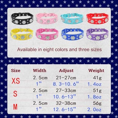 Rhinestone Flower Dog Collar - Sparkling Leather Pet Collar - for Small and Medium Dogs (Yellow XS) - Image 4