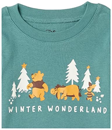 Amazon Essentials Disney | Marvel | Star Wars Boys' Snug-Fit Cotton Pajama Sleepwear Sets, Pack of 3, Pooh Holiday Forest - Kids, 6-7 - Image 3