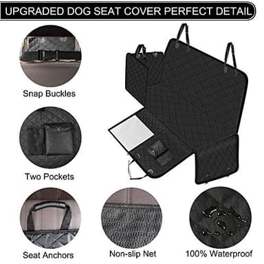 Femuar Dog Car Seat Cover with Storage Pockets Mesh Visual Window, Waterproof Nonslip , Heavy Duty Scratchproof Pet Dog Back Seat Cover Hammock for Cars Trucks and SUVs - Image 3