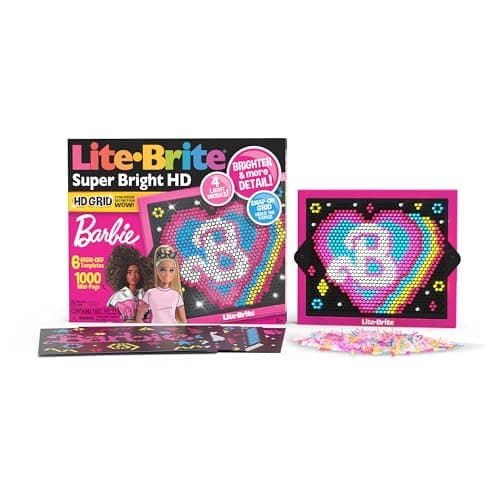 Lite Brite Super Bright HD, Barbie Edition - Creative Retro Light-Up Screen – Educational Play for Children, Enhances Creativity, Gift for Girls and Boys Ages 6+ - Image 1