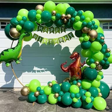 YMSZ Green Balloons, 67pcs 12 Inch Metallic Green Dark Green Lime Green Latex Balloons for St. Patrick's Day, Baby Shower, Jungle Safari Birthday Party Decorations - Image 7