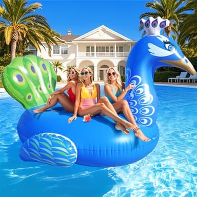 DeeprBetter Inflatable Peacock Pool Float, 2025 Gaint Funny Pool Floats Adults, Heavy Duty Pool Floaties Lounger, Large Animal Pool Floats Inflatable Ride-On Floaty for Swimming Pool Party Water Fun - Image 1