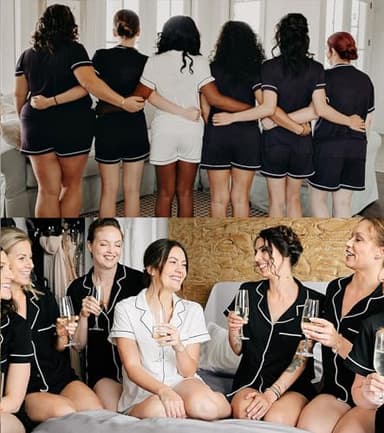 SWOMOG Womens Button Down Pajamas Set Short Sleeve Sleepwear Bride Soft Pj Lounge Sets XS-3XL Black XX-Large - Image 3