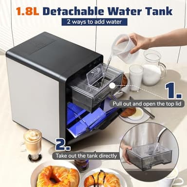 COSTWAY Countertop Nugget Ice Maker, 44 lbs/24H Chewable Sonic Ice Machine w/Self Cleaning, Ready in 6 Mins, Low Noise, Pull-Out Water Tank & Touch Control Panel for Home, Bar, Kitchen, RV - Image 7