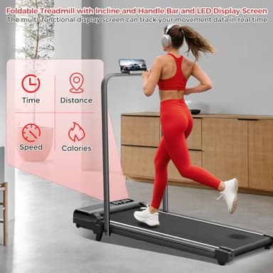 Portable Walking Pad with Incline and Handle Bar, 3.0HP Electric Treadmills for Home Small, 0.6-6.2MPH Compact Walking Pads Treadmills with Handles and Incline for Small Spaces, 320LB Capacity - Image 4