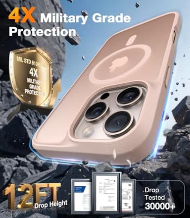 TORRAS Magnetic Shockproof for iPhone 16 Pro Max Case, [4X Military-Grade Protection] [Compatible with MagSafe] Translucent Case for iPhone 16 Pro Max Anti-Scratch Guardian 6.9", Gold - Image 4