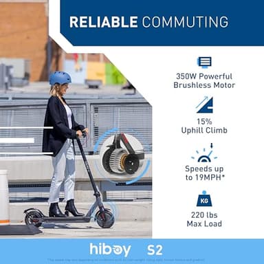 Hiboy S2 Electric Scooter - 8.5" Solid Tires - Up to 17 Miles Long-Range & 19 MPH Portable Folding Commuting Scooter for Adults with Double Braking System and App (Black&Space Grey) - Image 2