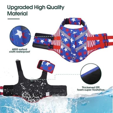 Kuoser Dog Life Jacket with Reflective Stripes, Adjustable High Visibility Dog Life Vest for Swimming Boating - Image 3