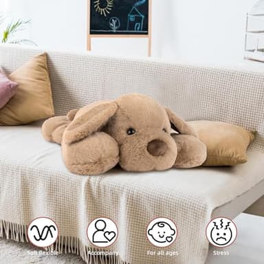 Niuniu Daddy Weighted Dog Stuffed Animals for Anxiety, 3.3lb Weighted Plush Dog Toy Pillowfort for Adults Kids Girls Boys, Large Stuffed Puppy Plush Pillow as Gift for Valentine Include Bag Sticker - Image 4