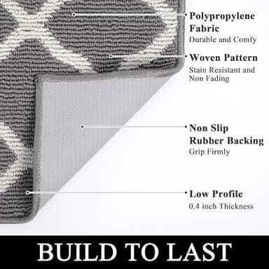 SHACOS Door Mats 20"x32" Indoor Washable Kitchen Entryway Rug Non Slip Absorbent Floor Mat for Home Entrance Garage, Light Gray - Image 4