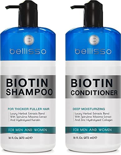 Biotin Shampoo and Conditioner Set - Sulfate and Paraben Free Treatment for Men and Women - Hair Thickening Volumizing Products to Help Boost Thinning Hair with Added Keratin - Image 1