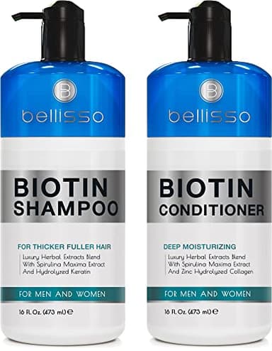 Biotin Shampoo and Conditioner Set - Sulfate and Paraben Free Treatment for Men and Women - Hair Thickening Volumizing Products to Help Boost Thinning Hair with Added Keratin - Image 1