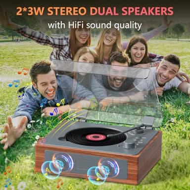 CD Player Portable with Speakers, Retro CD Record Player, Small Vintage CD Player with Bluetooth, Rechargeable Double HiFi Sound Speakers Support AUX/USB/Type-C/Headphone Jack/Remote Control - Image 4