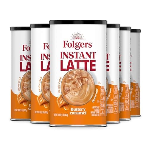 Folgers Buttery Caramel Flavored Instant Latte, 16 Ounce (Pack of 6) - Image 1