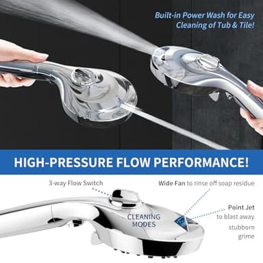 WATFIGBY RV Shower Head with Hose, Shower Head with Handheld, 10 Modes High Pressure Shower Heads for Home/RV/Camper/Travel Trailer, Handheld Shower Head Holder and Extra Long 5ft Stainless Steel Hose - Image 6