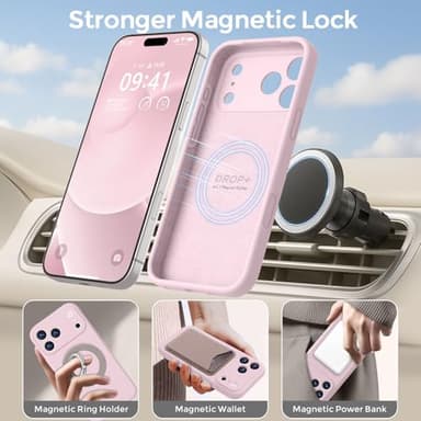Ktele Magnetic for iPhone 17 Pro Case [Compatible with Magsafe] [Premium Silicone Satin-Smooth Touch] Slim Shockproof Anti-Scratch Microfiber Lining Case, 6.3 inch, Chalk Pink - Image 3