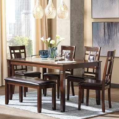Signature Design by Ashley Bennox Dining Room Table and Chairs with Bench (Set of 6), Brown - Image 2