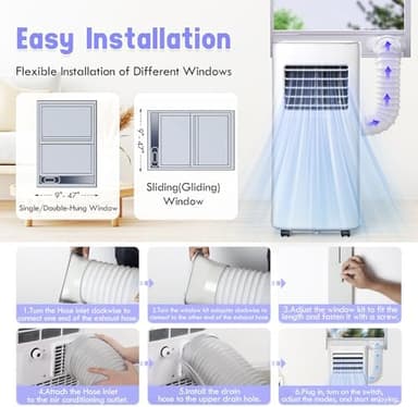Spürbar 8500BTU Portable Air Conditioner 3-IN-1 with Fan&Dehumidifier AC unit with LED Remote Control up to 450 sq.ft. Room Air Conditioner with Sleep Mode,24H Timer,2 speed,Auto-evaporativ - Image 8