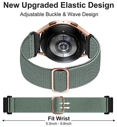 Lerobo Elastic Bands Compatible with Samsung Galaxy Watch 7/6/5/4 40mm 44mm/for Galaxy Watch FE/for Galaxy Watch 6 4 Classic/Watch 5 Pro 45mmActive 2 Band,20mm Adjustable Nylon Breathable Sport Band - Image 2