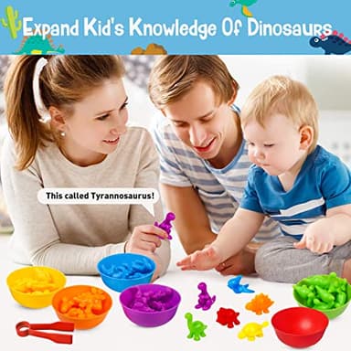 NAODONGLI Counting Dinosaurs Color Sorting Toys with Rainbow Bowls for Kids Sensory Training & Counting Activity Montessori Education Learning Activities Easter Gift for 3-5 Years Old Boys Girls - Image 4