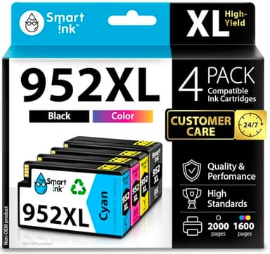 Smart Ink Compatible Ink Cartridges Replacement for HP 952XL 952 XL 4 Combo Pack (Black, Cyan/Magenta/Yellow) to use with HP OfficeJet Pro 8710 7740 8720 8715 8210 8703 OfficeJet 8702 Printers - Image 1