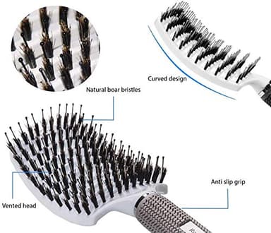 Boar Bristle Hair Brush set – Curved and Vented for Wet and Dry Detangling Hair Brush for Women Long, Thick, Thin, Curly & Tangled Hair Vent Brush - Stocking Stuffers Gift kit - Image 3