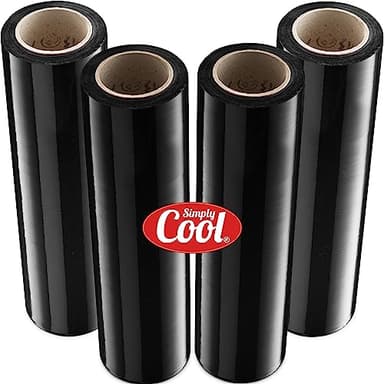 Black Industrial Strength Extra Thick 4 Pack 17.5" 1100 SqFt 80 Gauge (20 Micron) Shrink Wrap Roll for Moving, Furniture, Pallets, Packing - Image 1