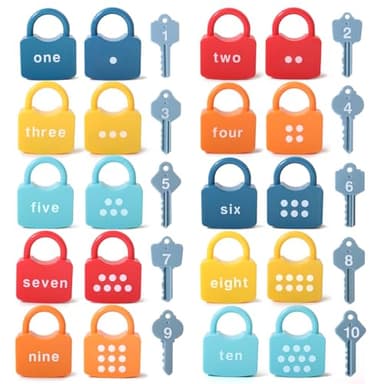 Dinhon Kids Learning Locks with Keys Numbers Matching & Counting Montessori Educational Toys for Ages 3 yrs+ Boys and Girls Preschool Games Gifts - Image 2