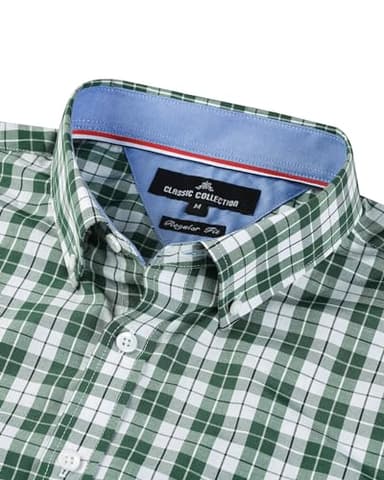 Alimens & Gentle Men's Plaid Button Down Shirts Cotton Long Sleeve Dress Shirts Regular Fit Gingham Shirts - Image 2