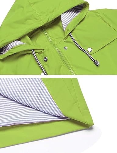 Kikibell Green Jacket Waterproof Rain Jackets Lightweight Waterproof Rain Jacket Long Raincoat for Women Windbreaker - Image 5