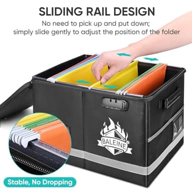 BALEINE Fireproof Document Box with Lock, Portable Fireproof Document Bag Waterproof Fire Proof File Boxes for Documents, File Organizer Box for Important Paperwork (Silver, 16''x12.5''11.5'') - Image 3