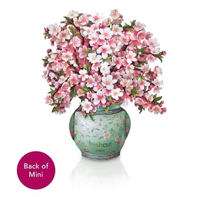 Freshcut Paper Pop Up Cards, Mini Cherry Blossoms, 6 Inch Mini Sized Forever Flower Bouquet 3D Popup Greeting Cards, Birthday Cards, Valentine's Day Card, Blank Notecard & Envelope - Image 7