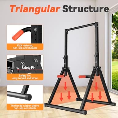 WATBKHE Power Tower Pull Up Dip Station Foldable, Pull Up Bar Station Adjustable, Multi-Function Home Gym, Strength Training Fitness Equipment, Support 450LBS - Image 4