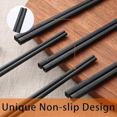 HIWARE 10 Pairs Fiberglass Chopsticks - Reusable Chopsticks Dishwasher Safe, 9 1/2 Inches - Black - Image 3