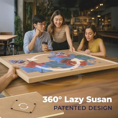 1000 Piece Wooden Jigsaw Puzzle Board - 4 Drawers, Patent Pending Design - Rotating Puzzle Table | 30” X 22” Jigsaw Puzzle Tables | Puzzles Cover & Lazy Susan| Portable Puzzles Tables for Adults - Image 3