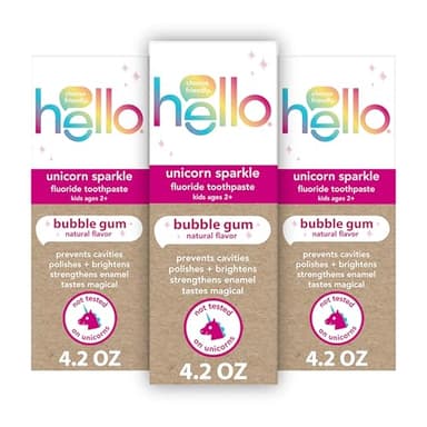 hello Unicorn Sparkle Kids Toothpaste with Fluoride, Bubble Gum Toothpaste, 4.2 Oz Tube (Pack of 3) - Image 9
