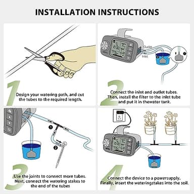 DIAFIELD Automatic Watering System for 15 Potted Plants, Indoor Watering System for Plants, Automatic Drip Irrigation Kit with 30-Day Programmable Water Timer, Power Supply & No Battery Backup - Image 7